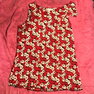New York & Company Red Floral Sleeveless Blouse